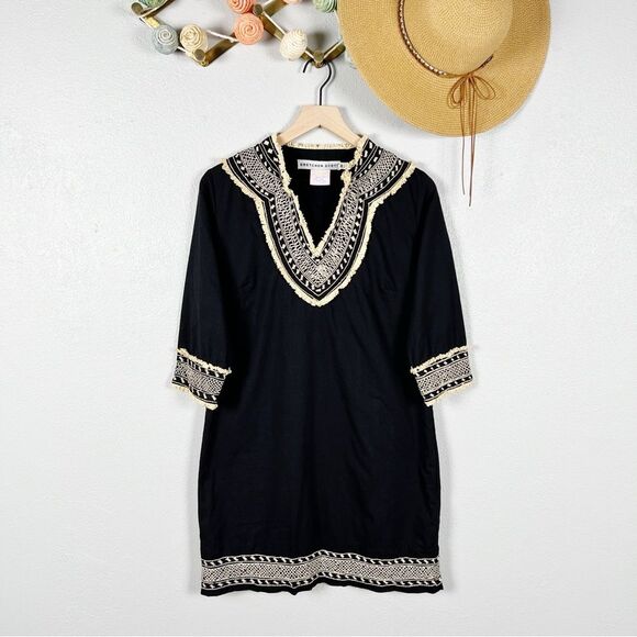 Gretchen Scott Cotton Embroidered Mini Dress in Fringe Binge Boho Size Medium - Picture 2 of 10